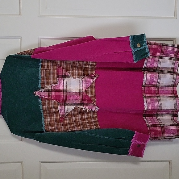 Fantastic Fawn womens plaid corduroy Patchwork shacket size M - Picture 2 of 7